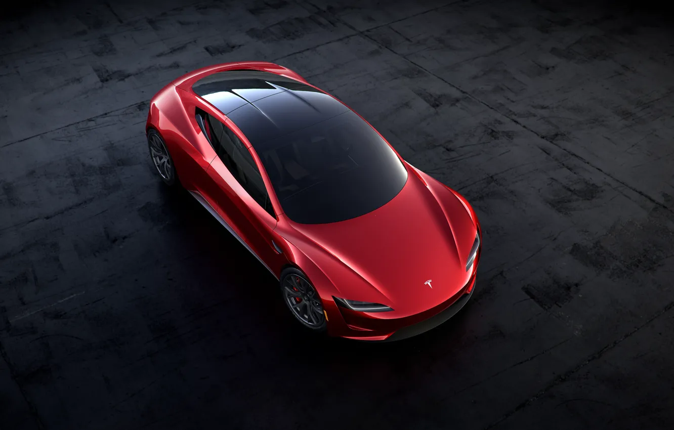 Photo wallpaper Roadster, the view from the top, Tesla, 2020