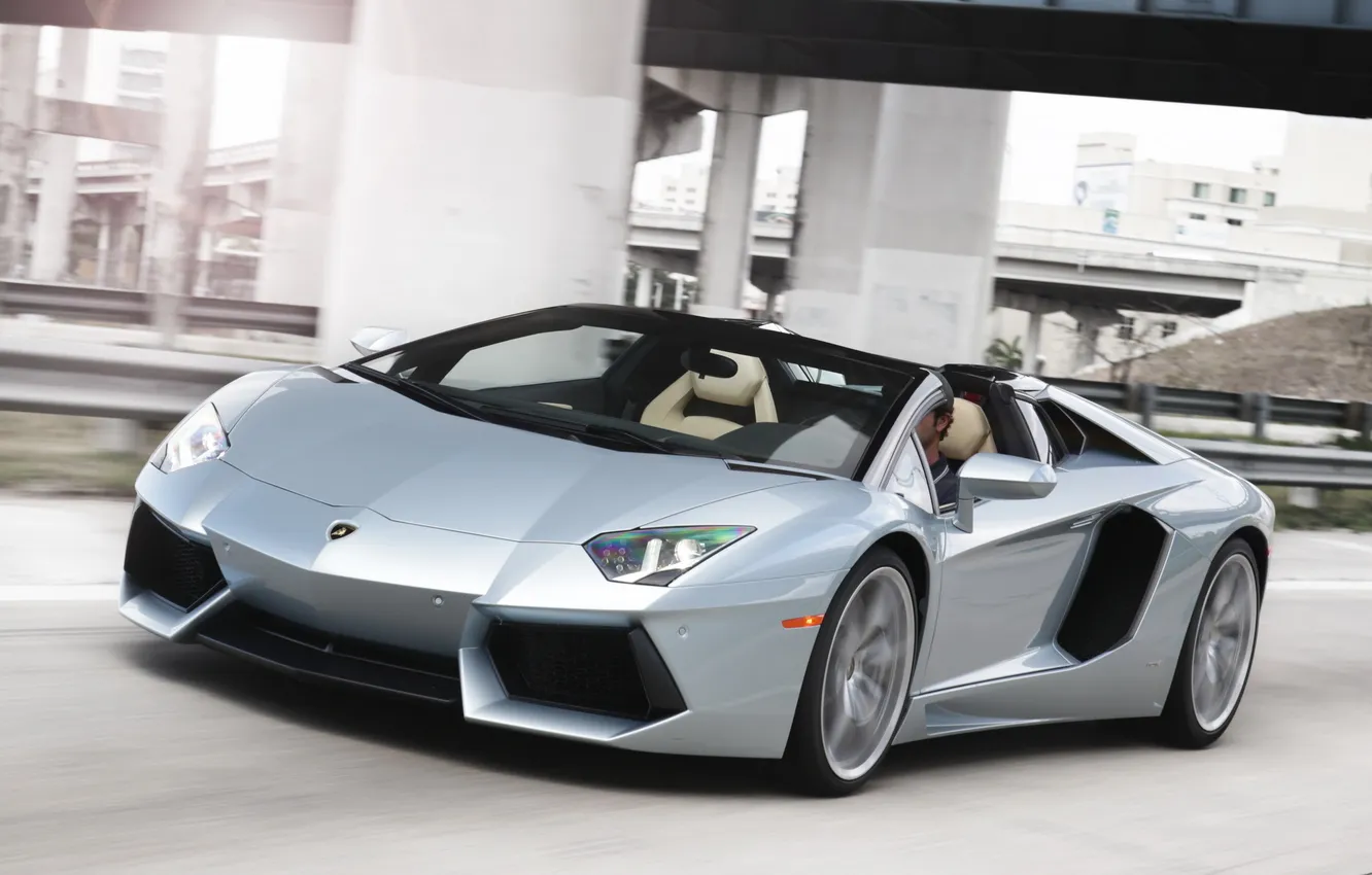 Photo wallpaper road, Roadster, speed, LP700-4, Lamborghini, Lamborghini Aventador