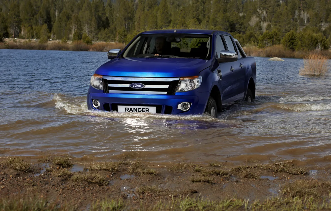 Photo wallpaper blue, river, Ford, pickup, Ranger, Ford