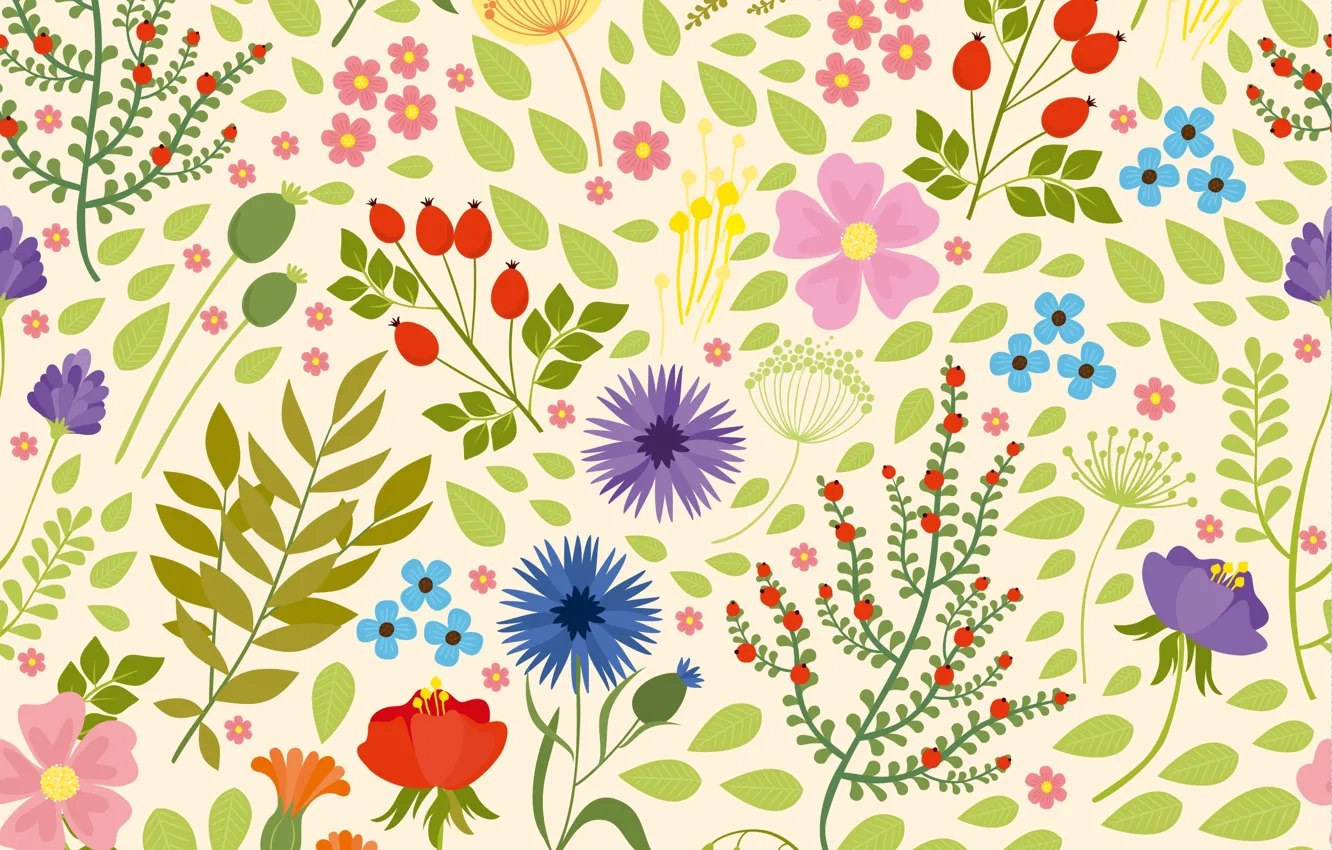 Photo wallpaper white, Nature, Flowers, BACKGROUND, pattern, FLOWERS, wildflowers, Seamless