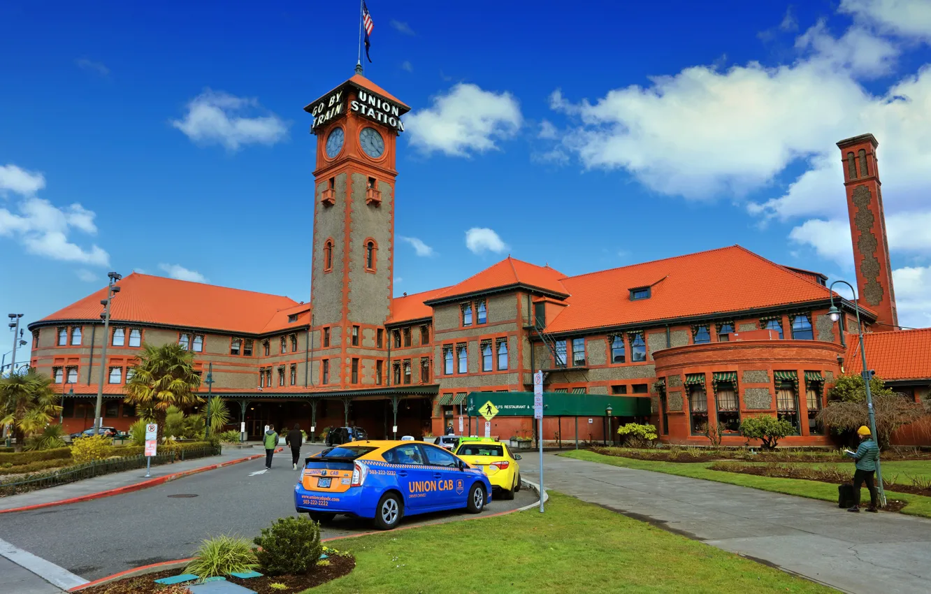 Photo wallpaper the city, photo, tower, home, USA, Oregon, Portland, Union Station