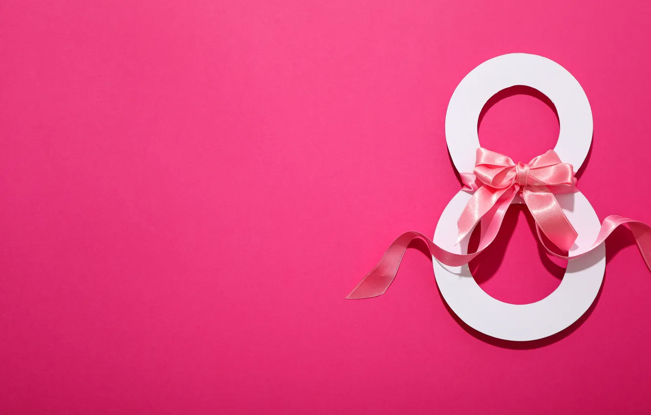Photo wallpaper figure, tape, happy, pink background, March 8, pink, background, number