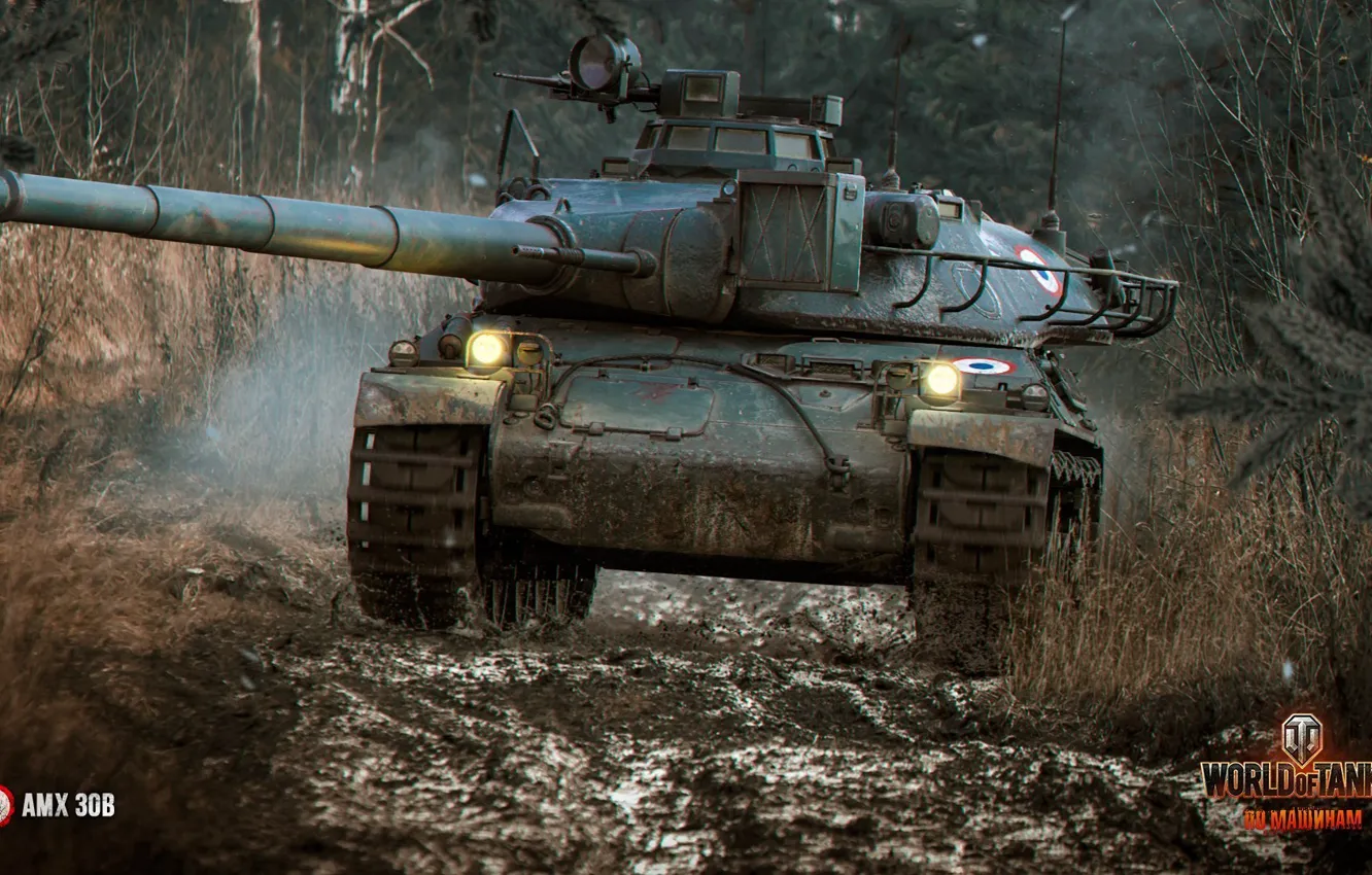 Photo wallpaper forest, top, the Frenchman, World of Tanks, AMX 30B