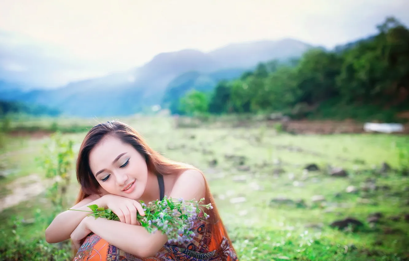 Photo wallpaper summer, girl, Asian