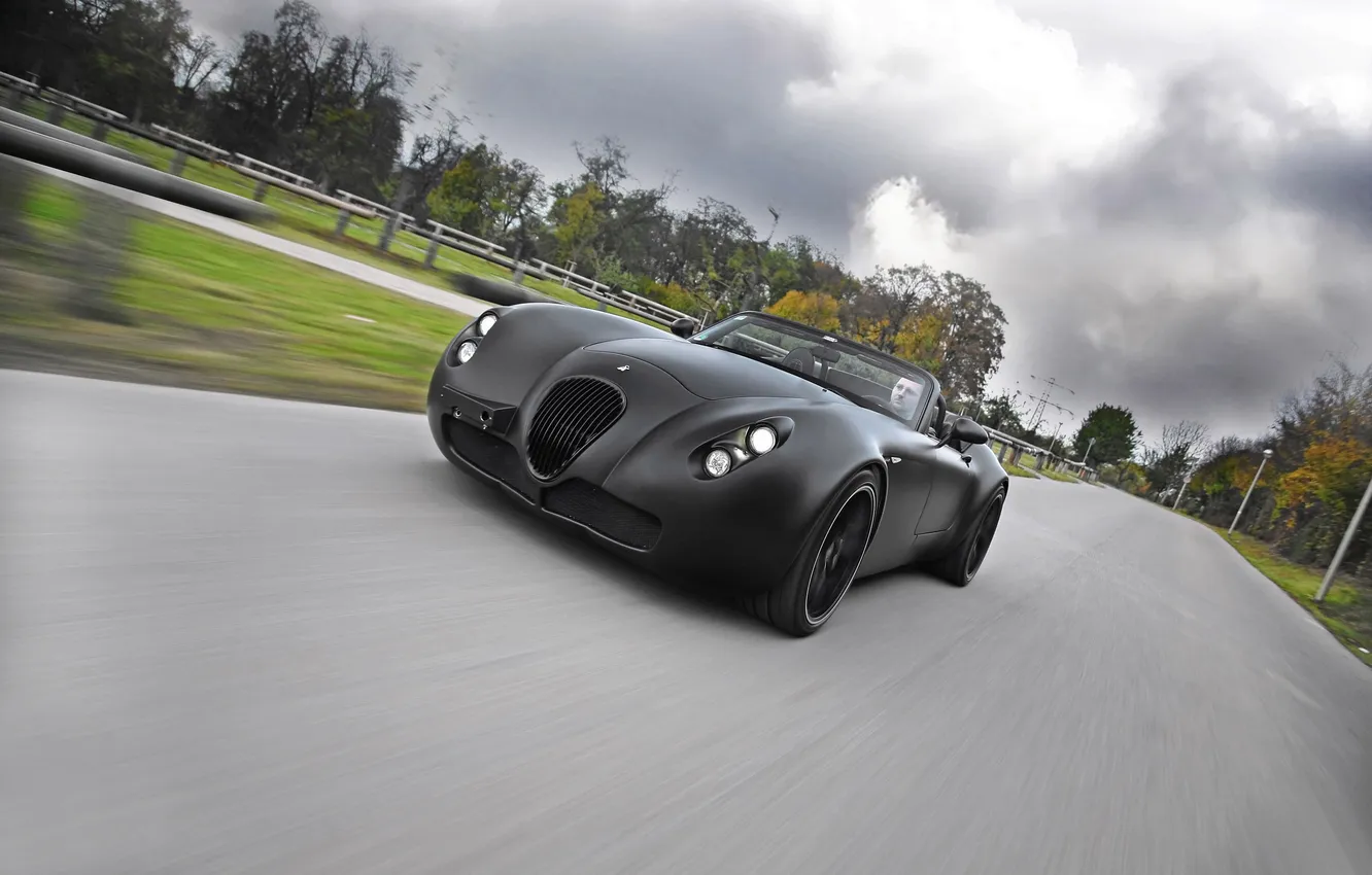 Photo wallpaper road, car, machine, Wiesmann, black, bat