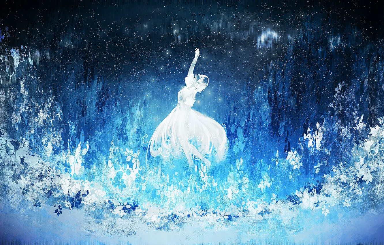 Photo wallpaper girl, flowers, dance