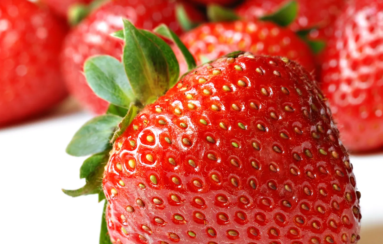 Photo wallpaper macro, berries, strawberry, strawberry, berry, fruit, fruit