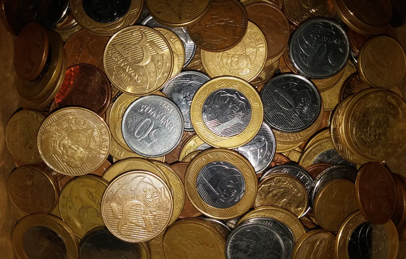 Photo wallpaper metal, money, coins, value