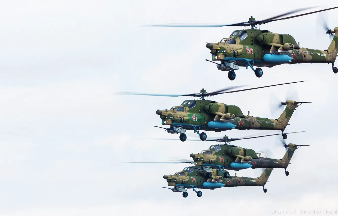Photo wallpaper aviation, army, helicopter, Russia, BBC, four, Mi-28N, Night hunter