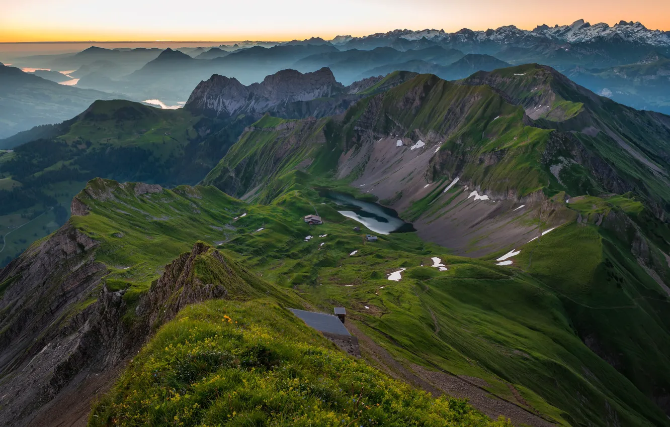 Photo wallpaper mountains, Switzerland, horizon, Alps