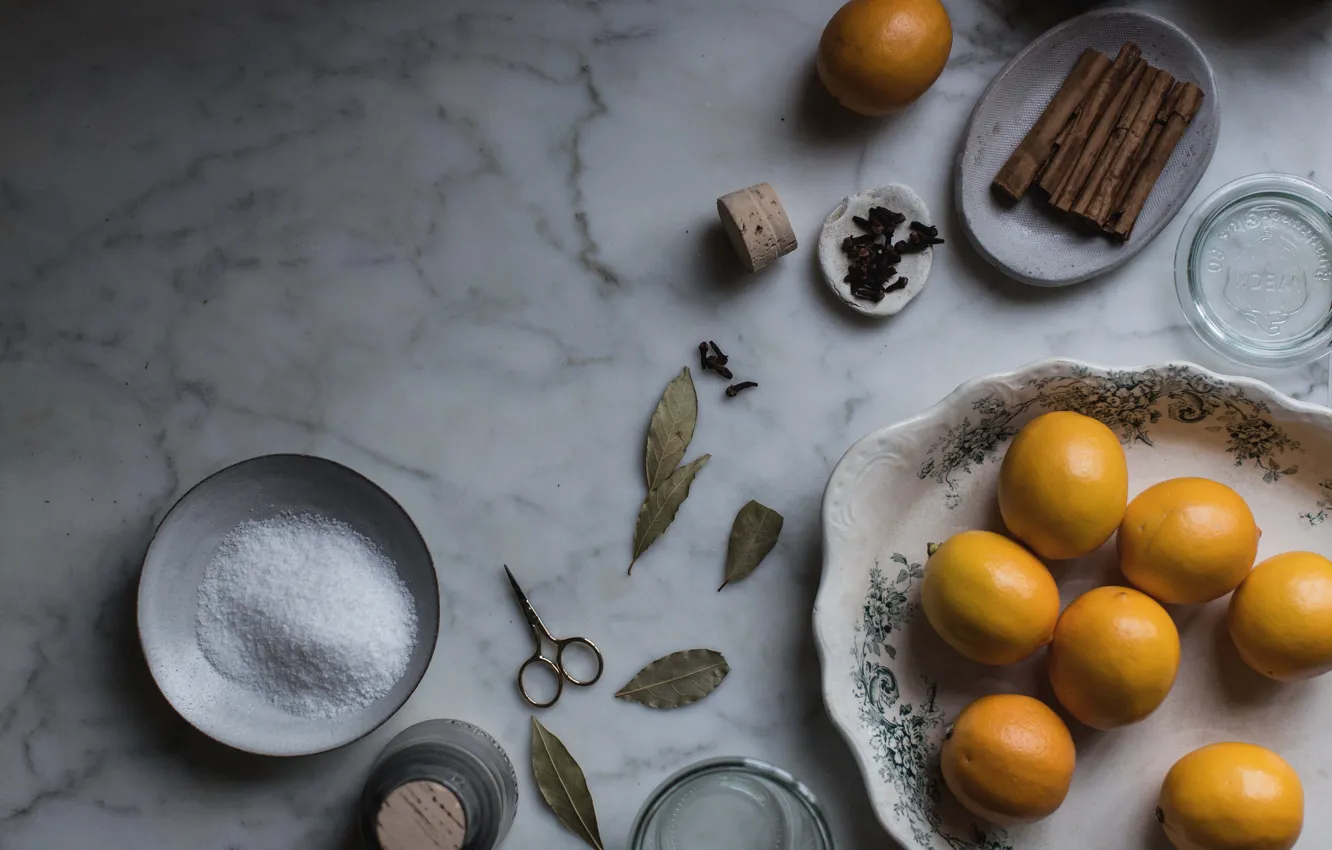 Photo wallpaper lemon, salt, spices, Preserve