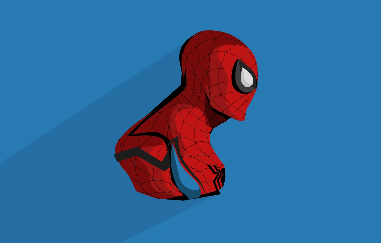 Photo wallpaper blue, red, background, art, costume, comic, MARVEL, Spider Man