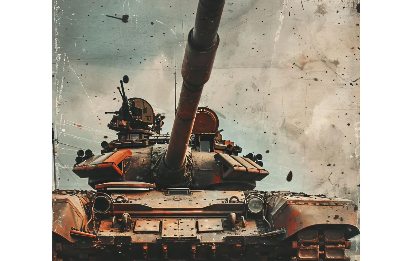 Photo wallpaper retro, dirt, tank, front, digital art, AI art, The Art of Artificial Intelligence, neural network