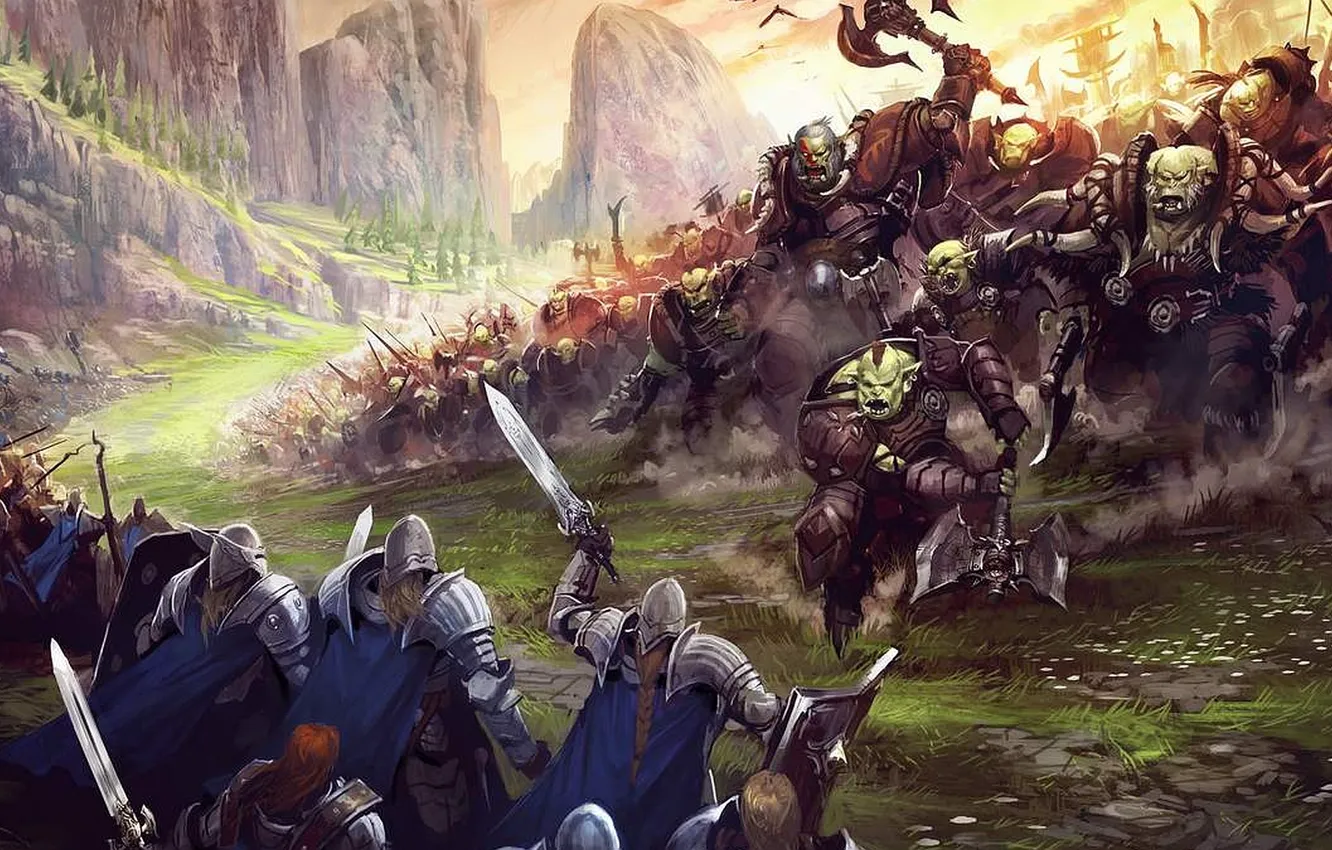 Photo wallpaper battle, orcs, Underworld War Art Fantasy, battle Art
