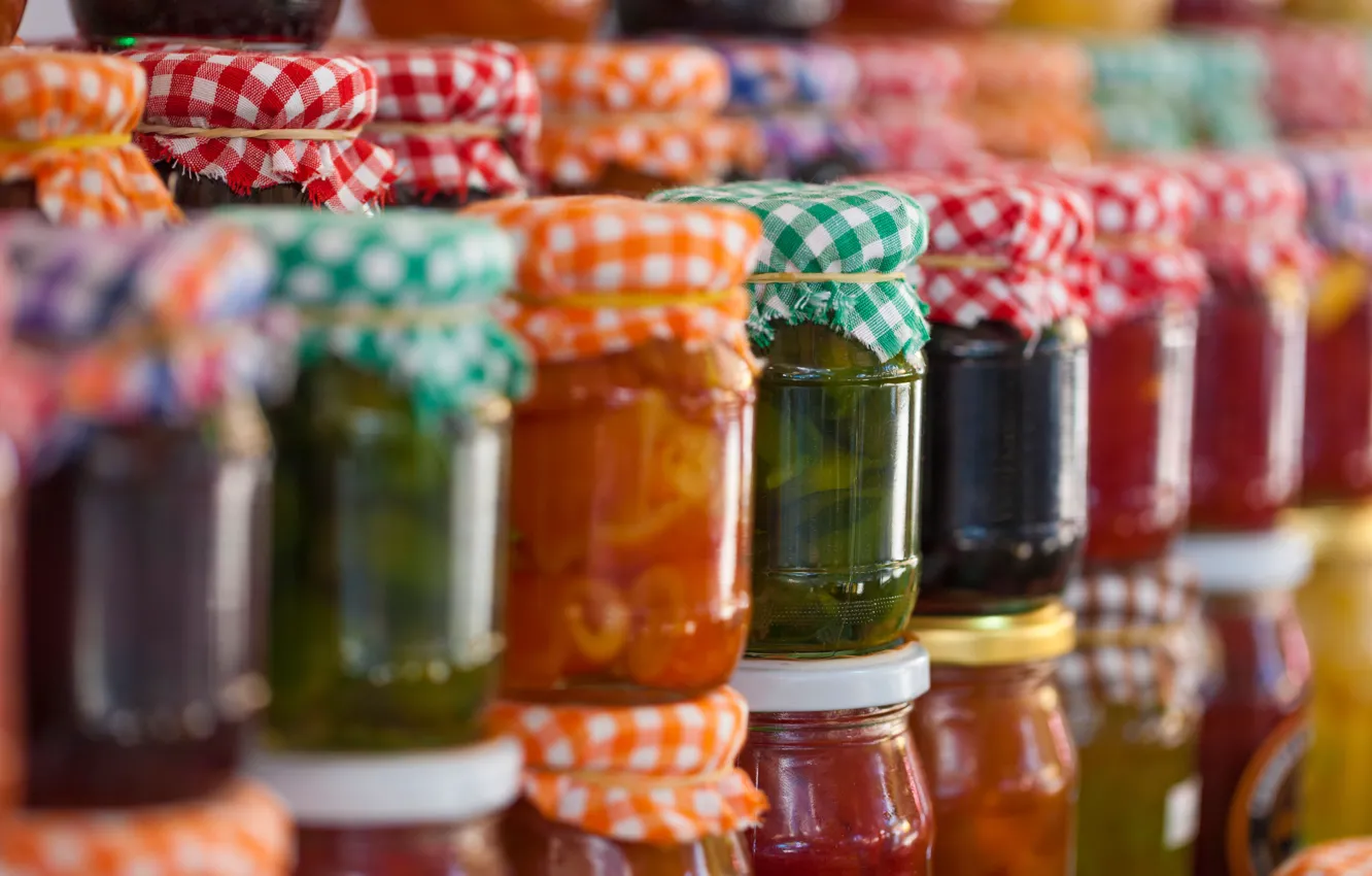 Photo wallpaper Bank, a lot, jam, pickles, canned, blank