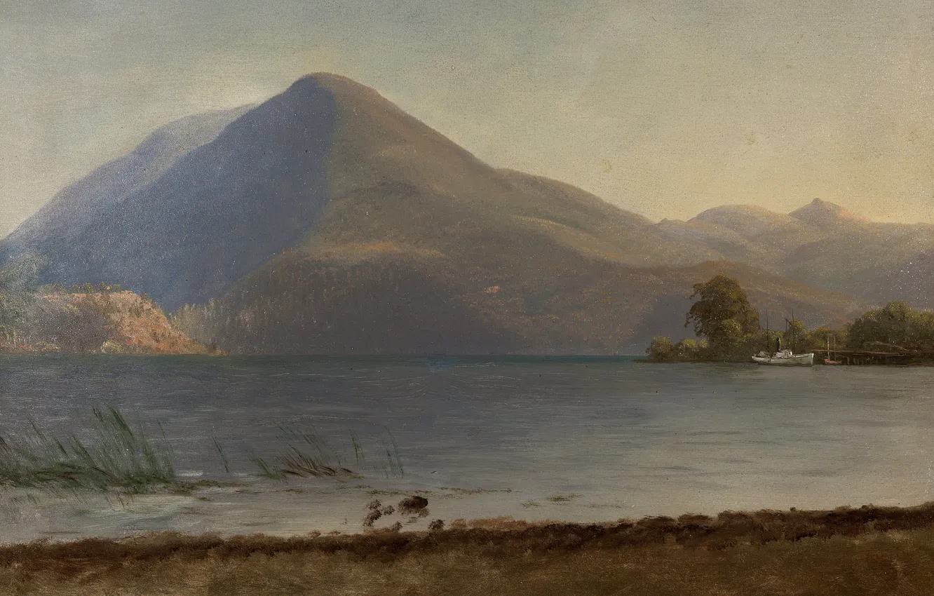 Photo wallpaper landscape, picture, Albert Bierstadt, On The Hudson