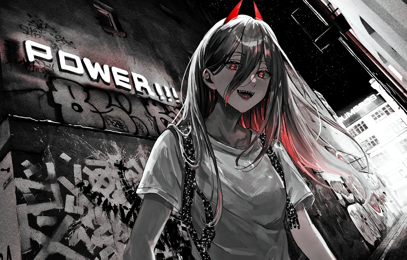 Photo wallpaper face, the demon, Power, horns, Chainsaw Man, Chainsaw Man