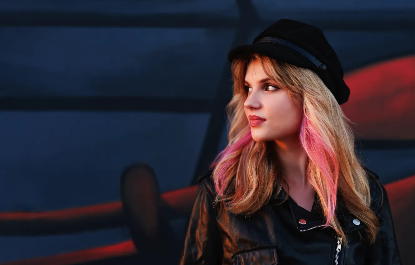 Photo wallpaper girl, face, hair, portrait, blonde, cap, Christopher Rankin, Kiersten