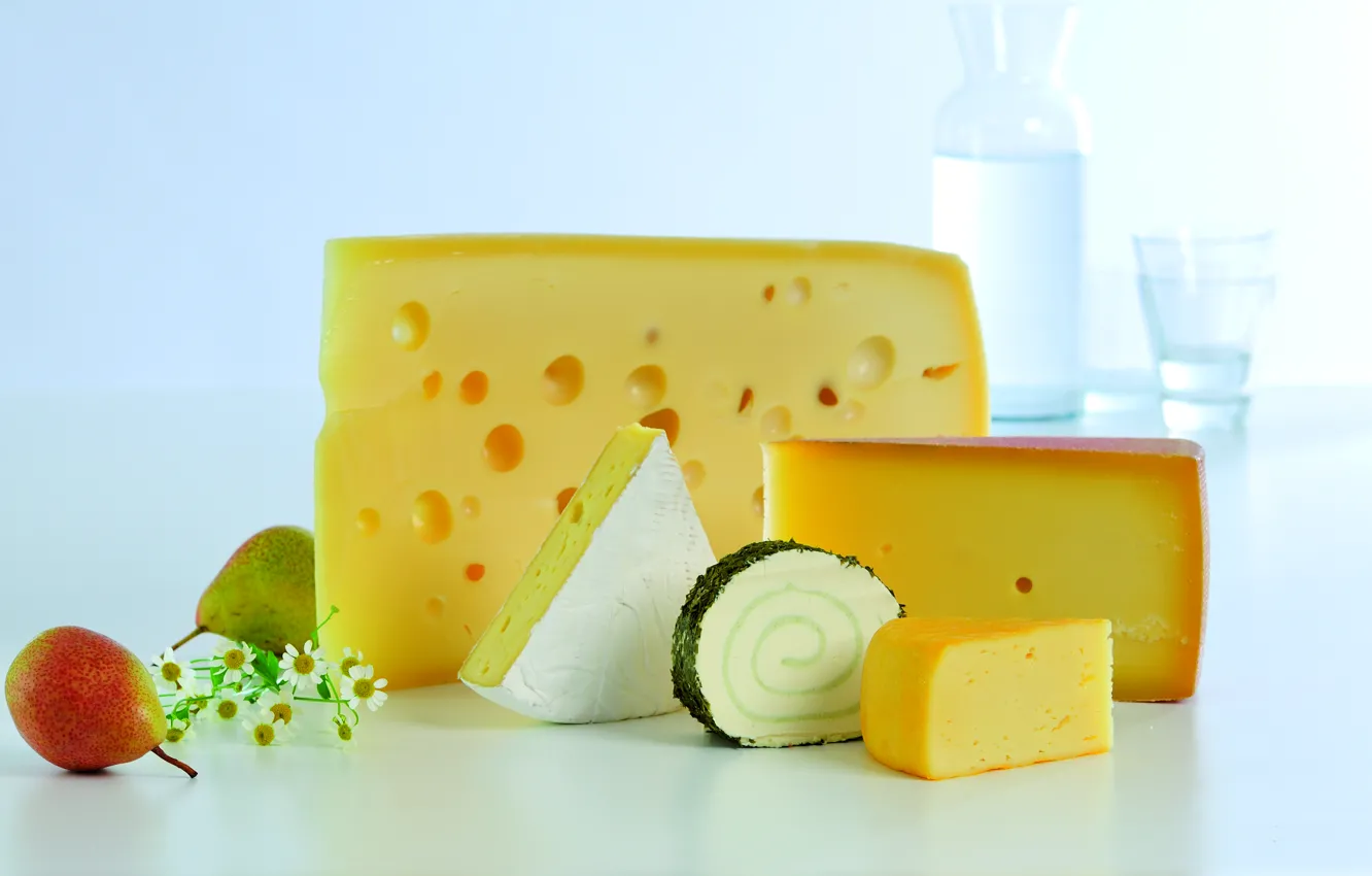 Photo wallpaper flowers, background, food, cheese