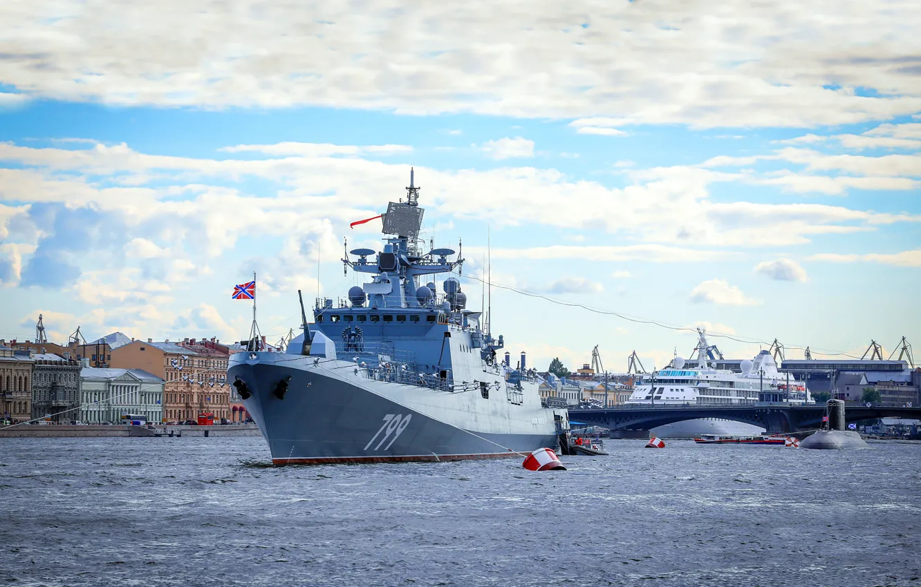 Photo wallpaper parade, frigate, Navy, patrol ship, the project 11356, Admiral Makarov