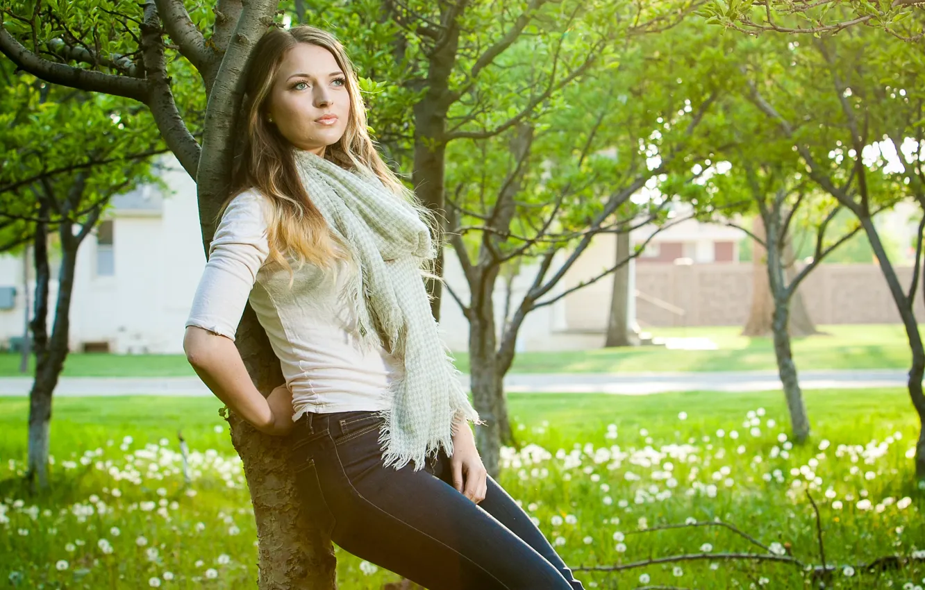 Photo wallpaper summer, girl, the city, Park