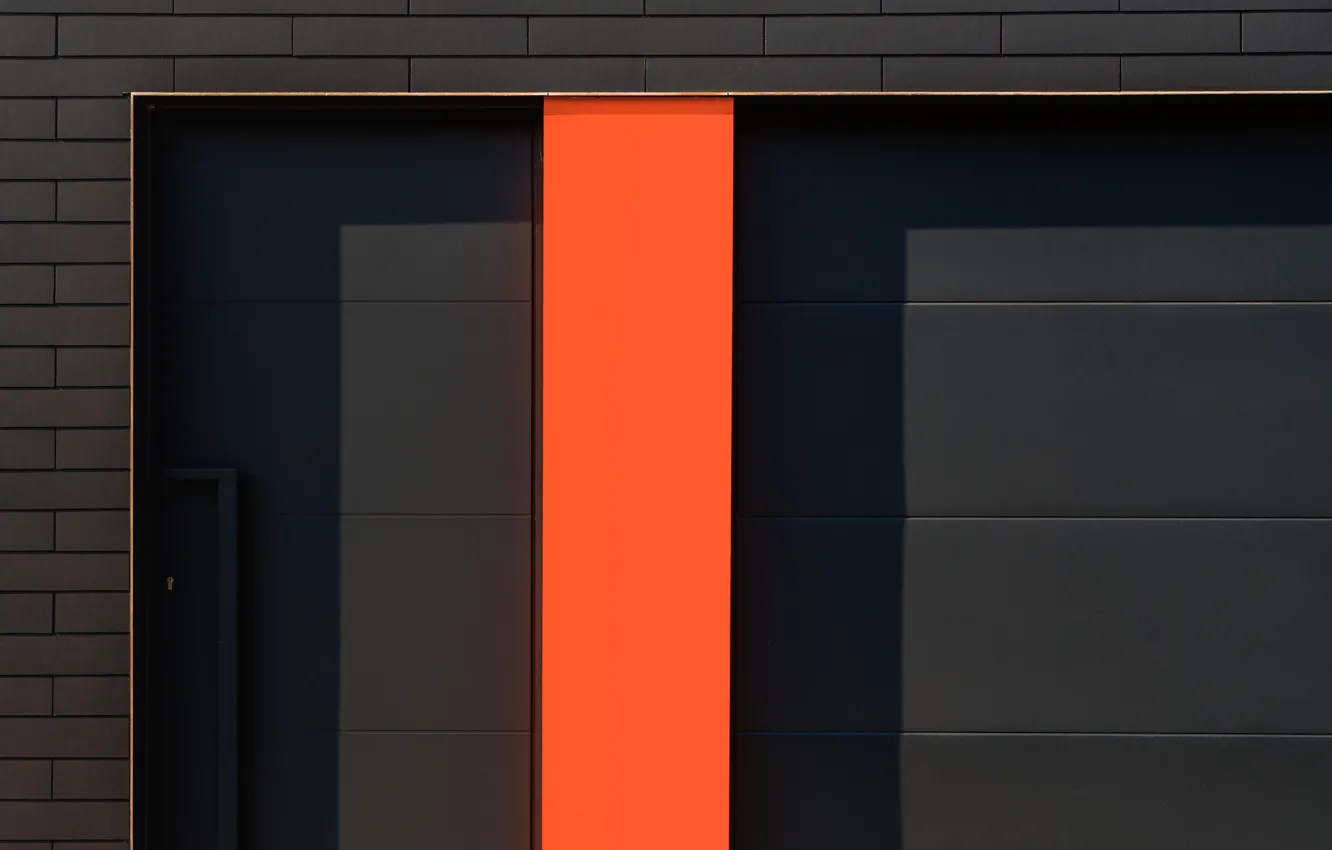 Photo wallpaper orange, the city, house, black, the building