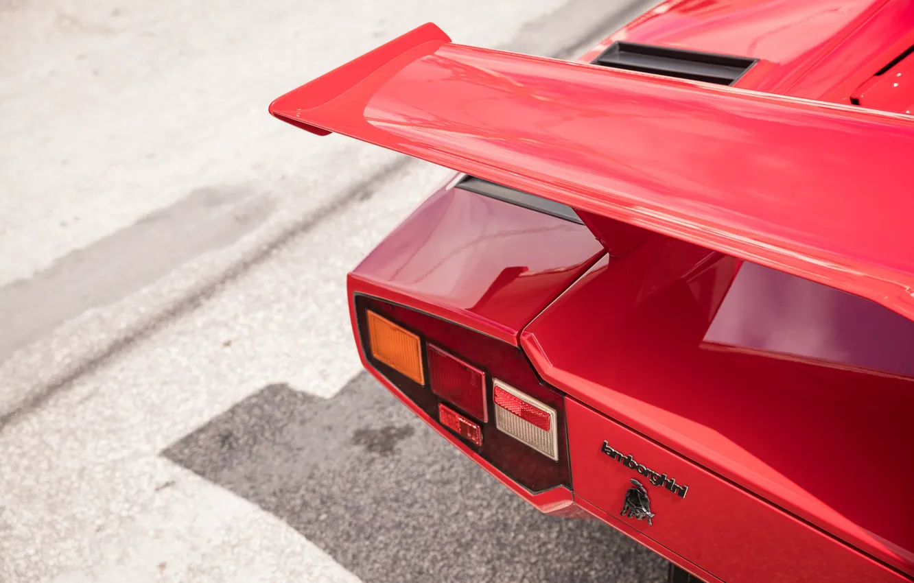 Photo wallpaper Red, Logo, Lamborghini Countach, Wing