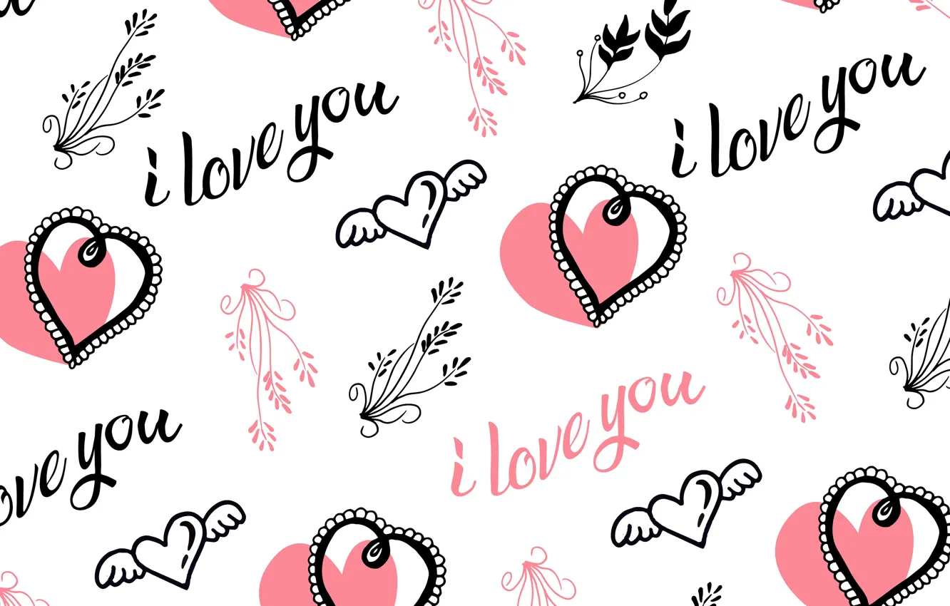 Photo wallpaper labels, Love, texture, white background, I love you, Vintage, Heart