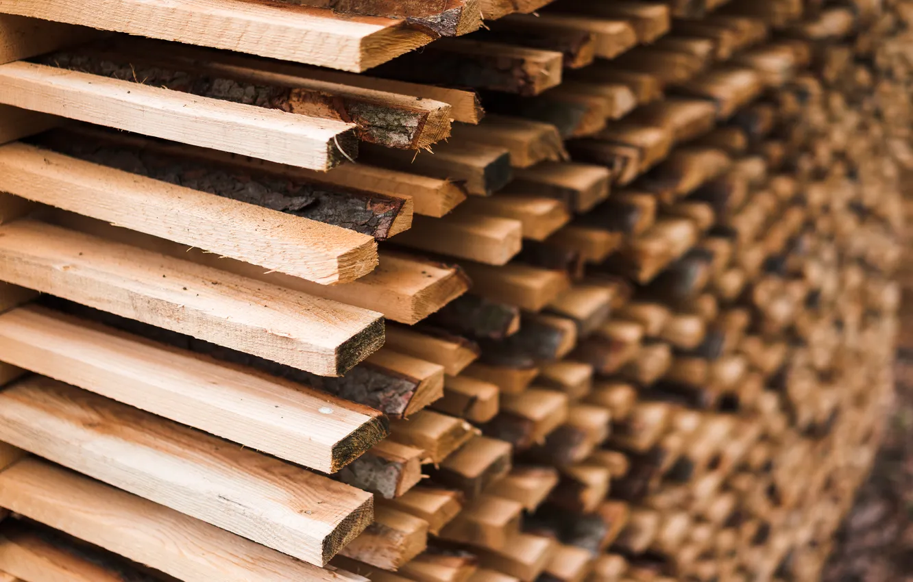 Photo wallpaper wood, quantity, sawmill