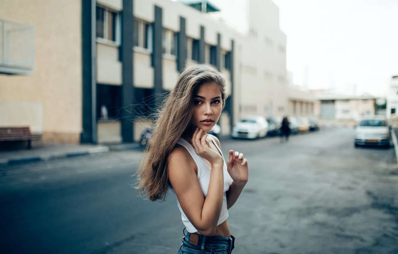 Photo wallpaper road, look, machine, pose, street, model, portrait, home