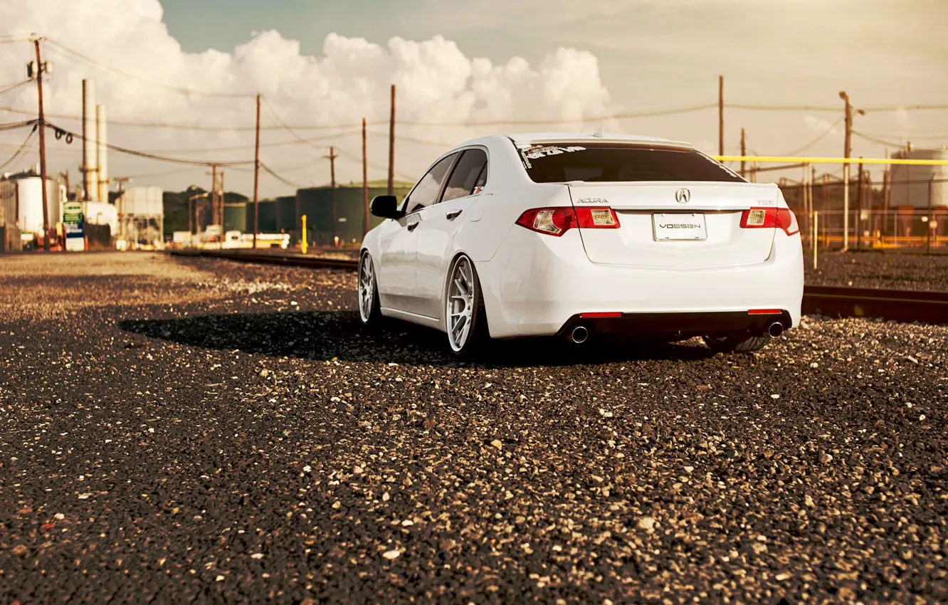 Photo wallpaper tuning, rails, the evening, railroad, drives, gravel, Acura, Acura TL