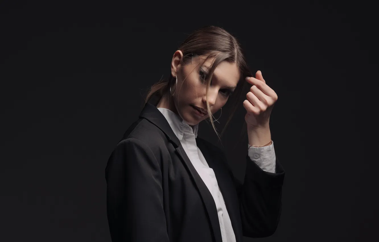 Photo wallpaper the dark background, portrait, Anna, Vadim Mironov