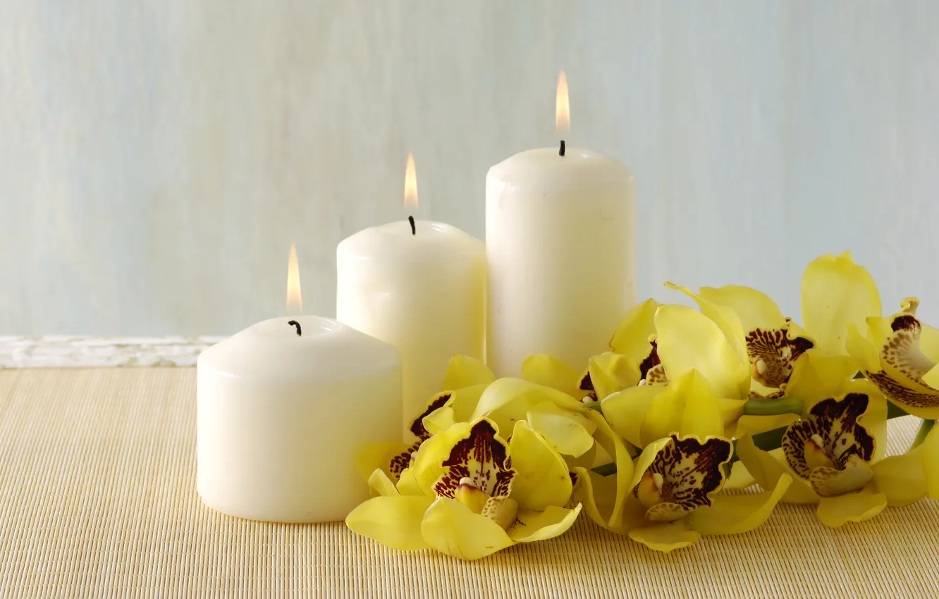 Photo wallpaper candles, bamboo, orchids, Spa