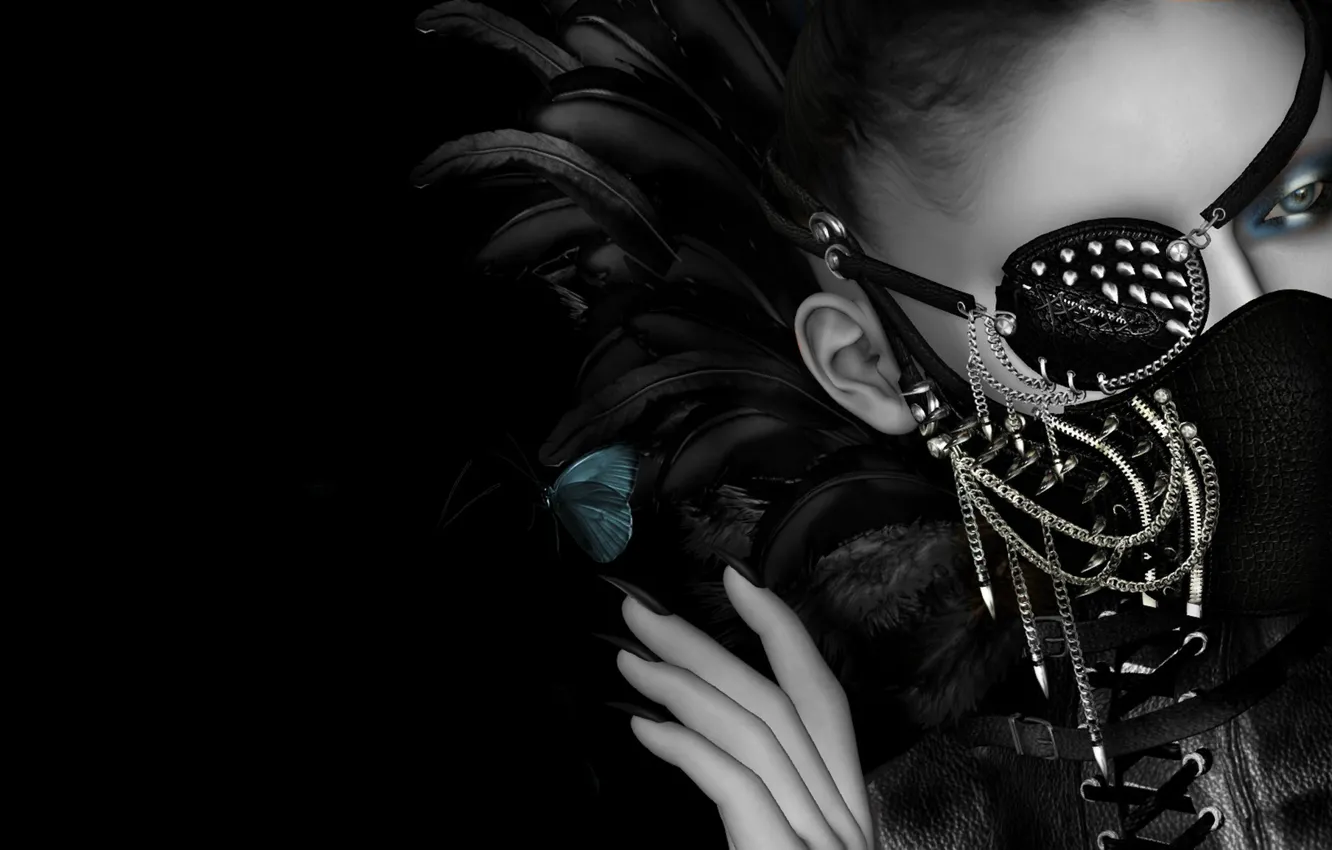Photo wallpaper girl, face, style, mask