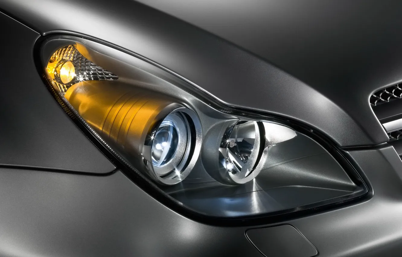 Photo wallpaper machine, Mercedes-Benz, headlight, CLS, C219, metalik