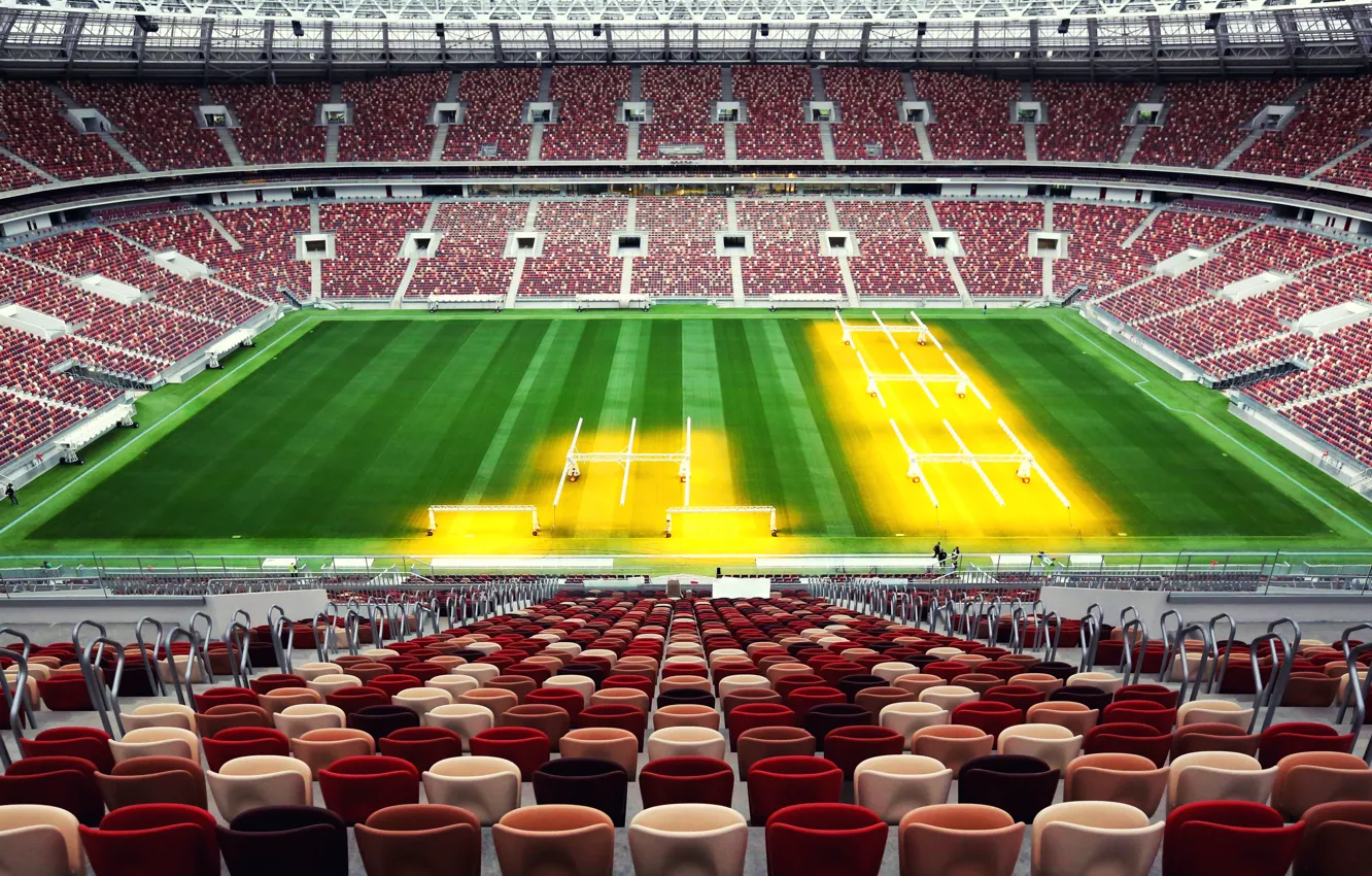 Photo wallpaper lawn, football, sport, Russia, tribune, stadium, stadium, Luzhniki