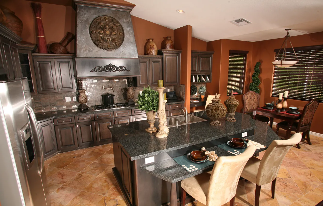 Photo wallpaper design, style, room, Villa, home, interior, kitchen