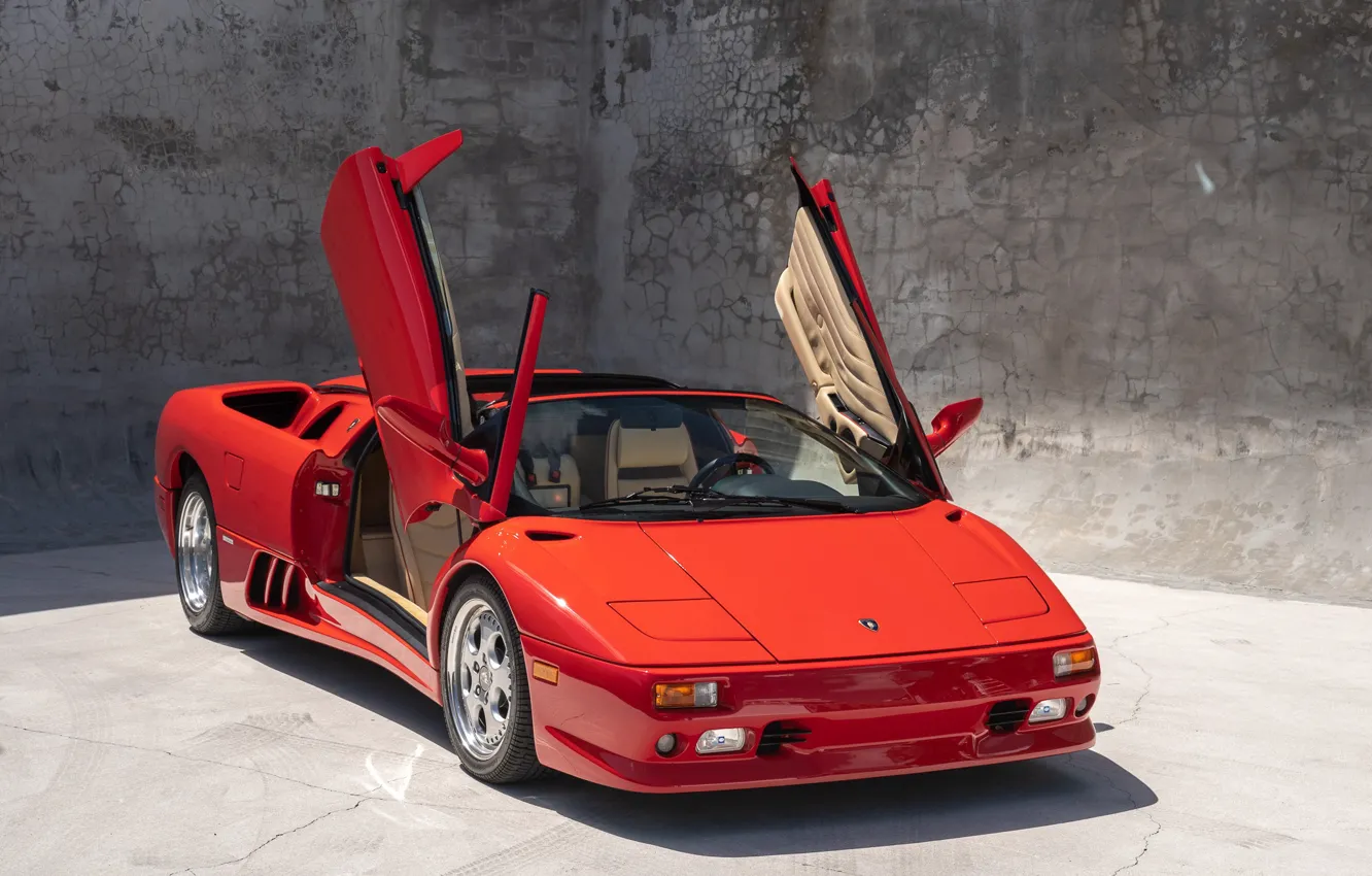 Photo wallpaper Lamborghini, red, Diablo, Lamborghini Diablo VT Roadster