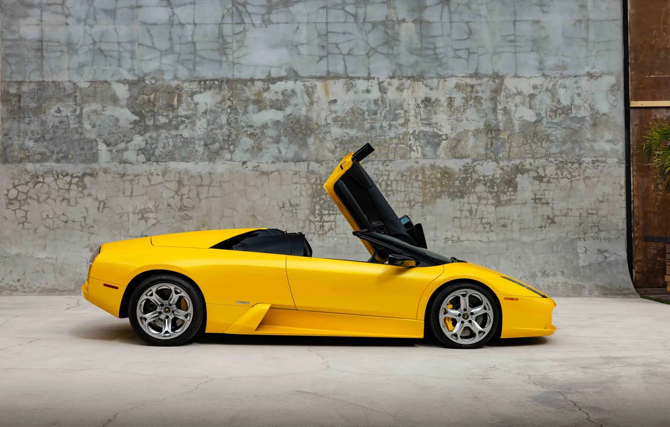 Photo wallpaper car, Lamborghini, Lamborghini Murcielago Roadster, italian cars, yellow cars