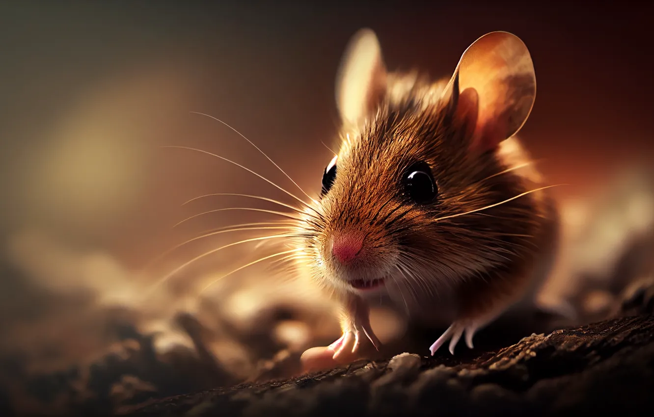 Photo wallpaper mustache, face, rodent, digital art, chinchilla, AI art, The Art of Artificial Intelligence, neural network