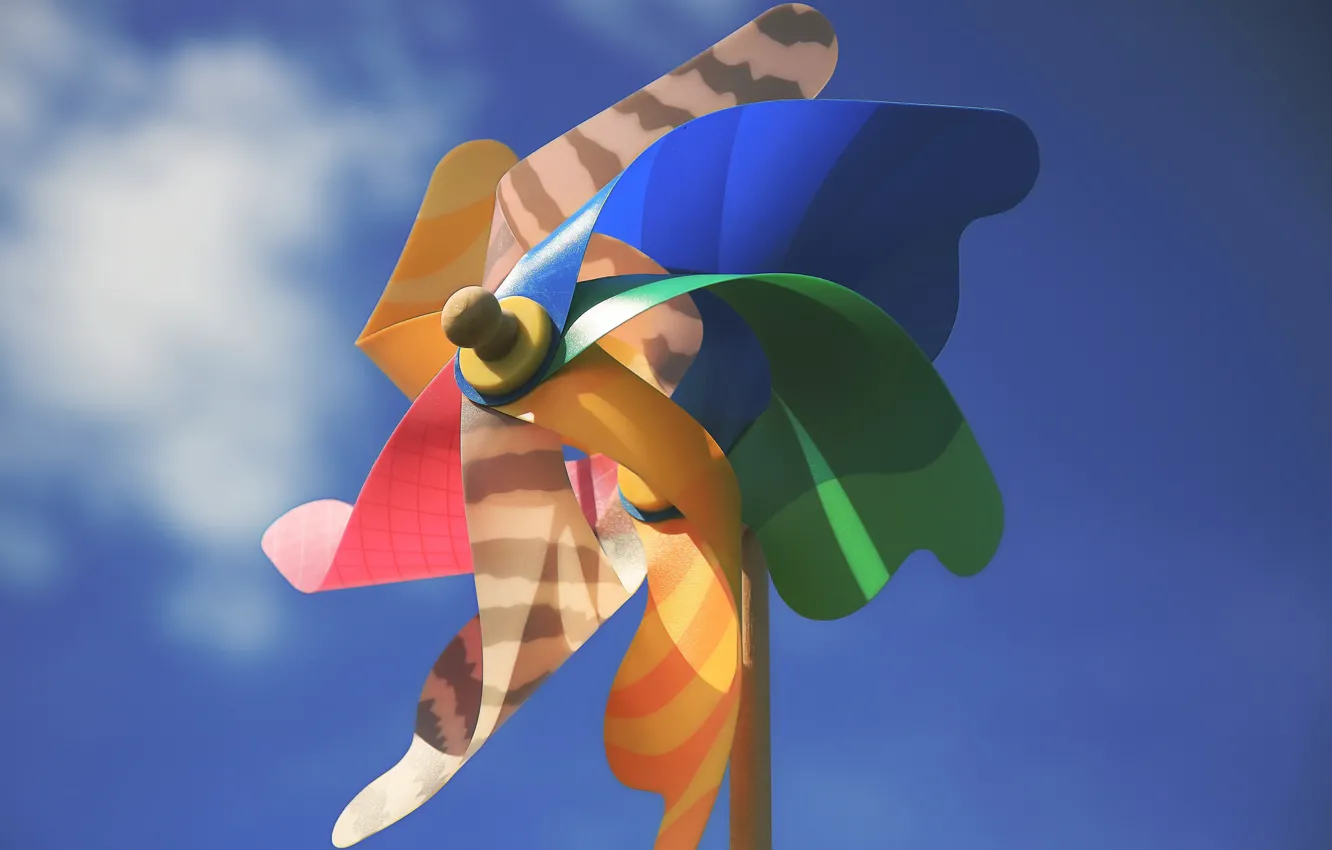 Photo wallpaper toy, sky, sunny, Pinwheel