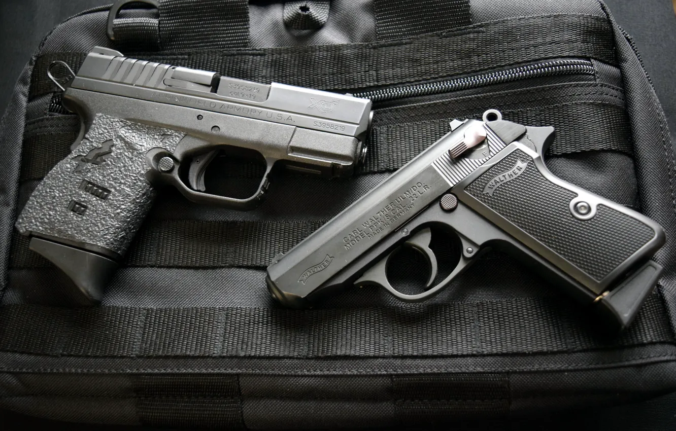 Photo wallpaper gun, weapons, 9mm, Walther PPKS 22, Springfield XDs