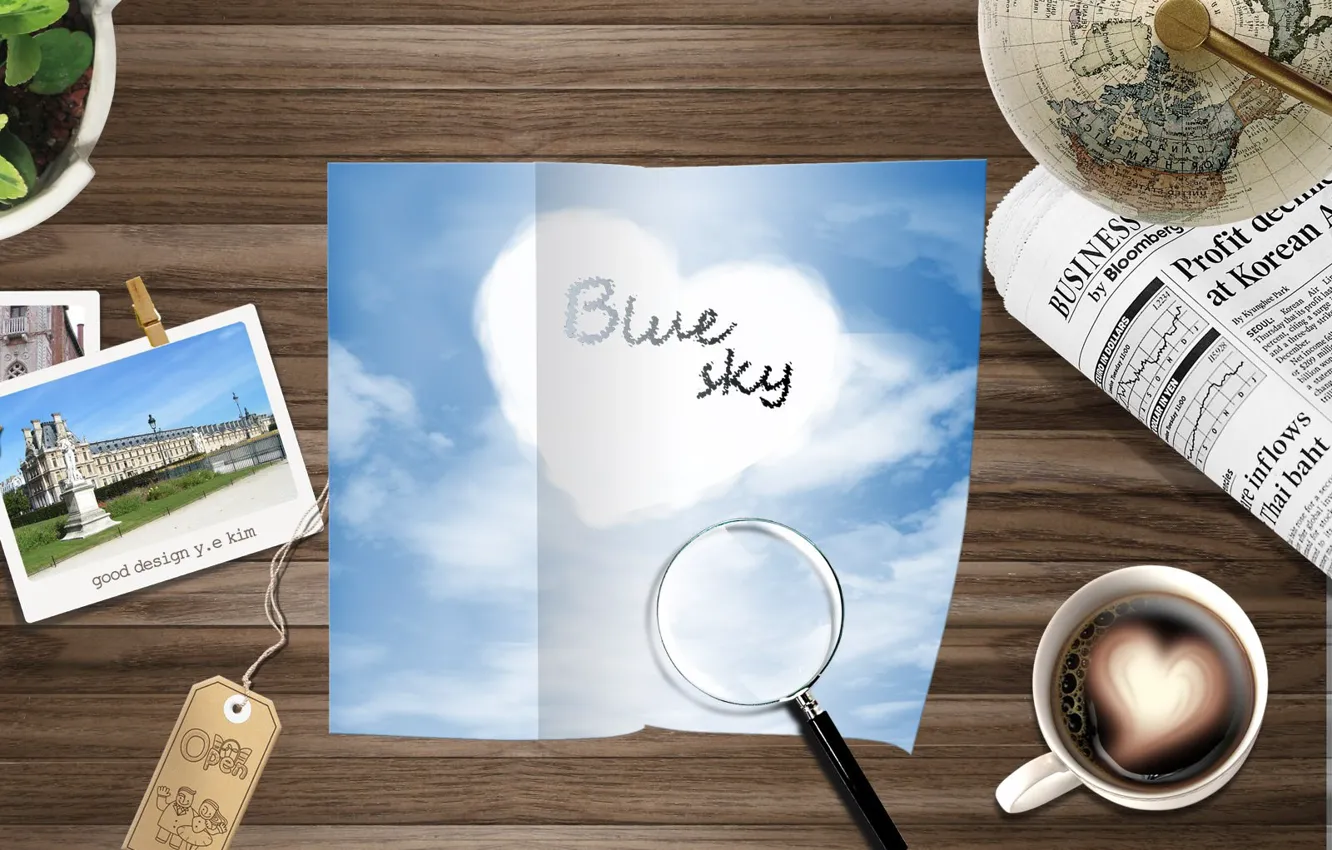 Photo wallpaper letter, table, mug