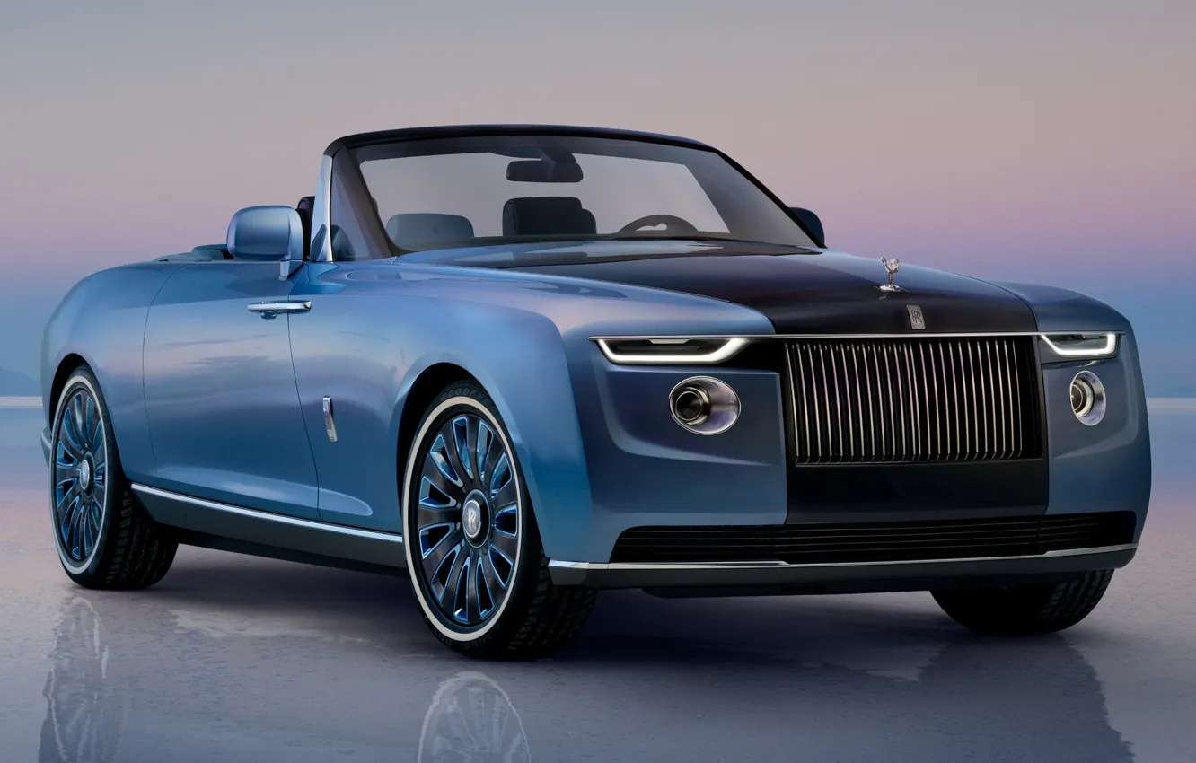 Photo wallpaper Rolls-Royce, sedan, luxury, V12, exterior, 2021, Boat Tail, Phantom Drophead Coupe