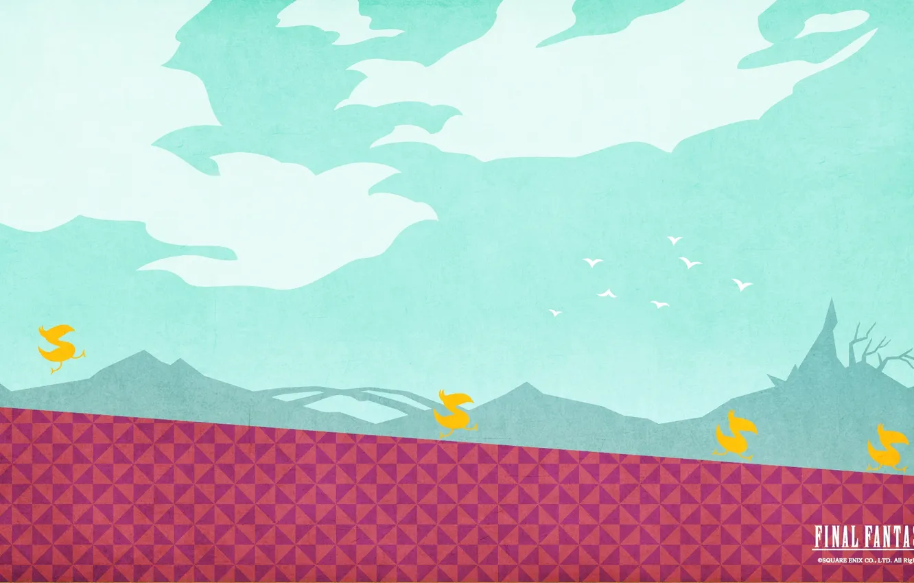 Photo wallpaper the sky, mountains, clouds, jump, bird, Square Enix, Final Fantasy XV, Chocobo