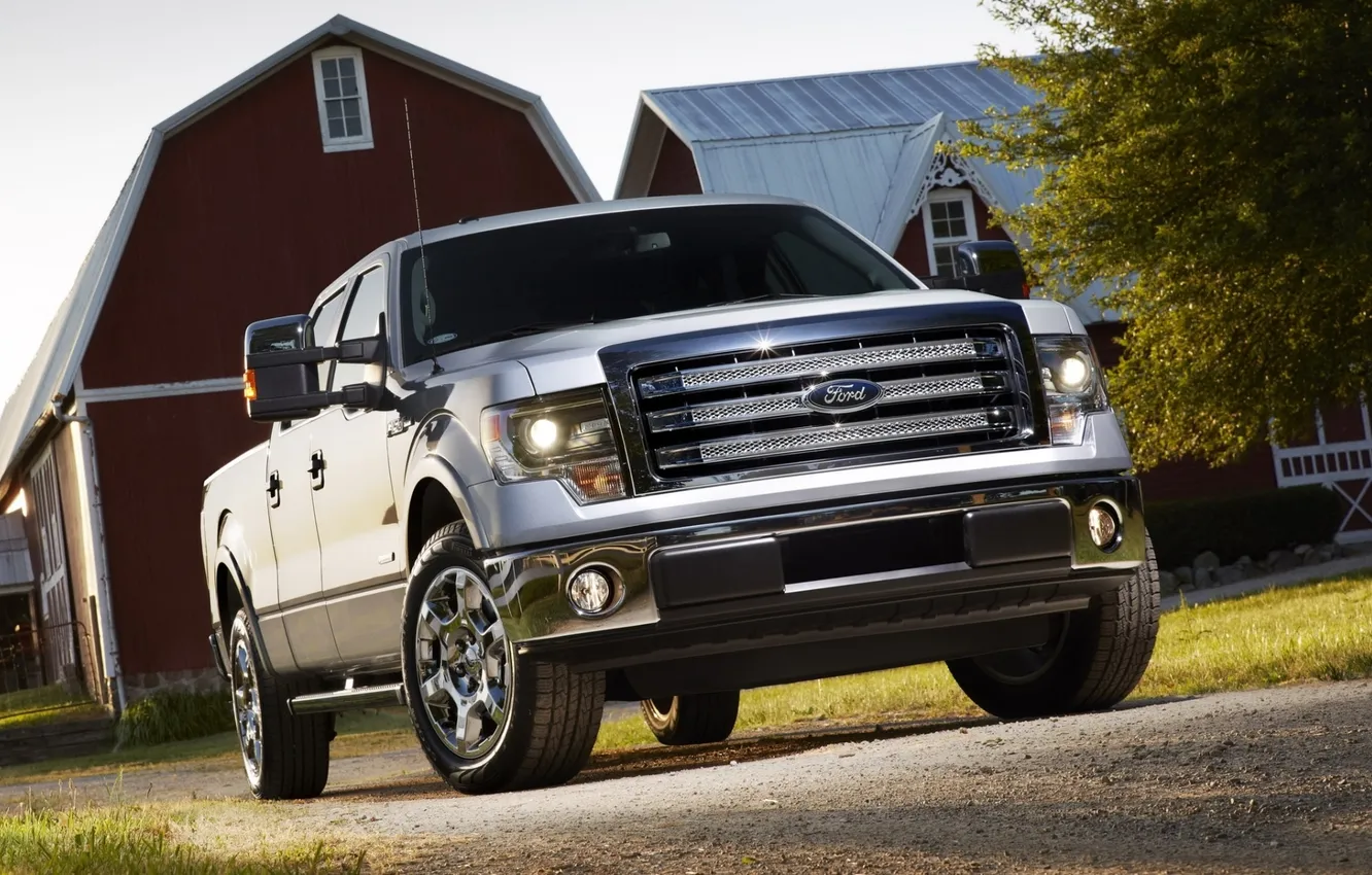 Photo wallpaper road, grass, home, Ford, jeep, Ford, pickup, the front