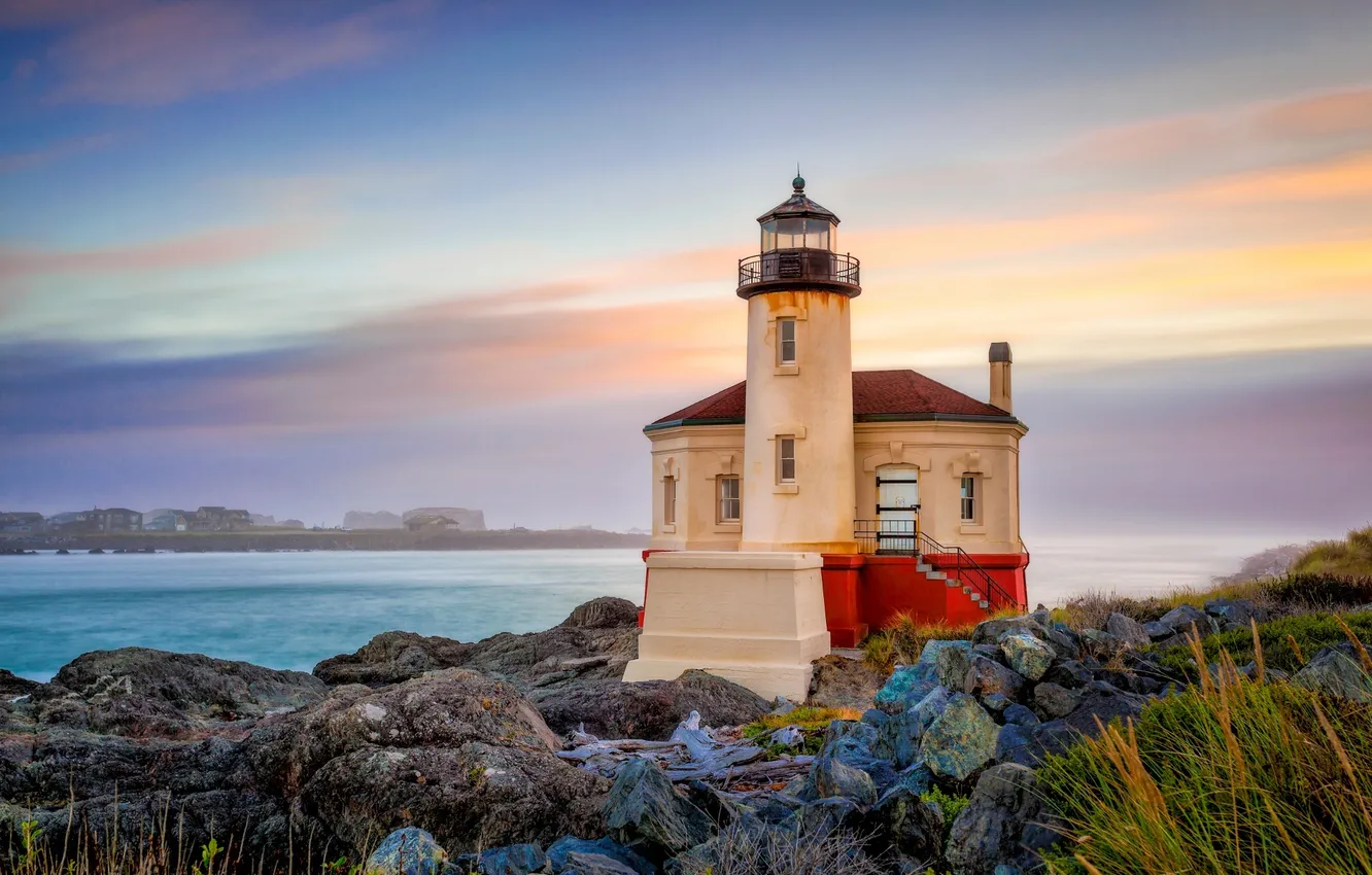 Photo wallpaper the ocean, coast, lighthouse, Oregon