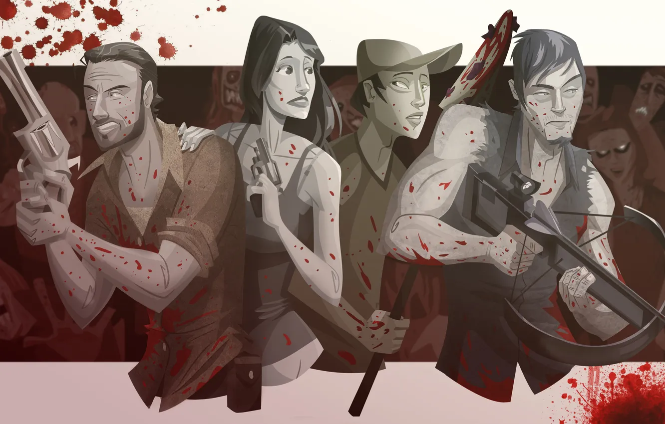 Photo wallpaper art, series, Lori, walking dead, Rick, Glenn, Daryl