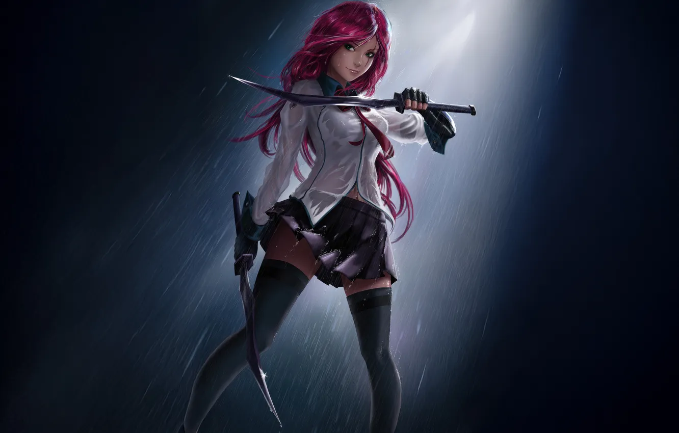 Photo wallpaper battle, League of Legends, Katarina, academy