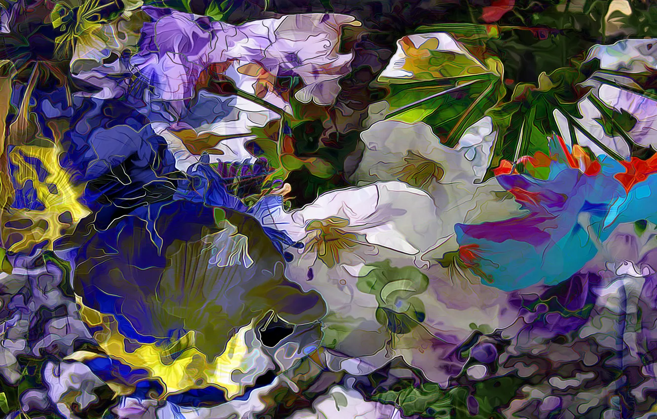 Photo wallpaper flowers, nature, plant, petals, meadow